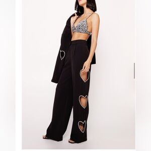 NWT Nasty Gal Premium Heart Cut Out Trousers Size 4